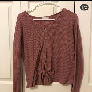 long sleeve button down pink top